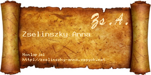 Zselinszky Anna névjegykártya